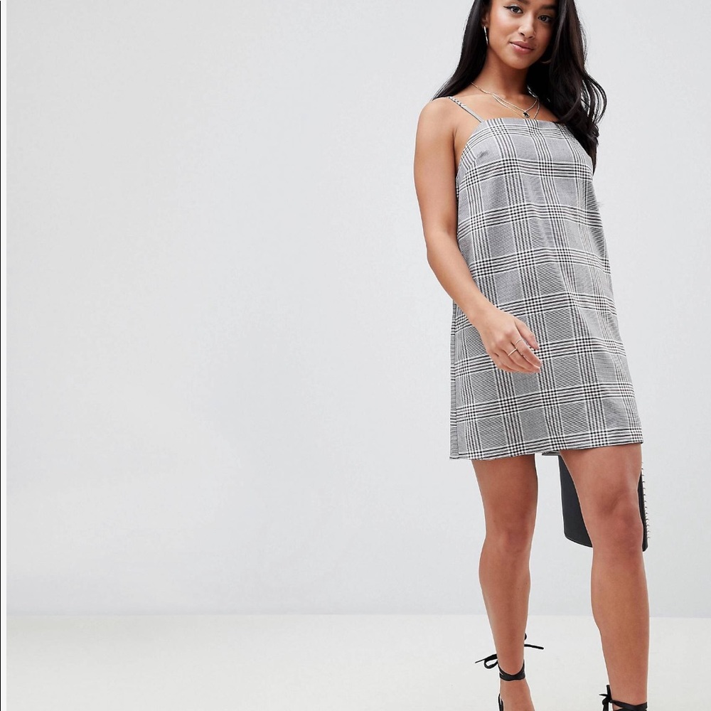 ASOS Petite Mini Check Square Neck Cami Dress